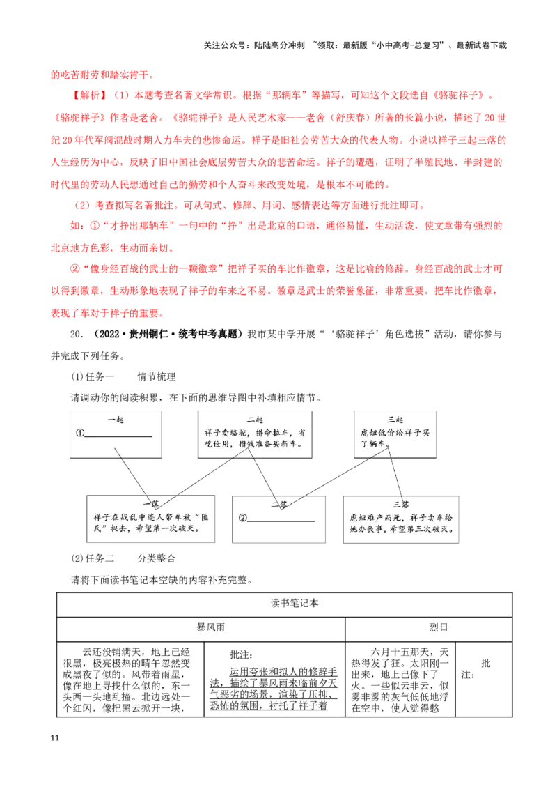 专题03《骆驼祥子》真题精练（单一题）（解析版）－备战2024年中考语文名著阅读知识（考点）梳理+真题演练_02中考总复习（2026版更新中）_01-语文-中考总复习_2024年中考资料_答案解析版