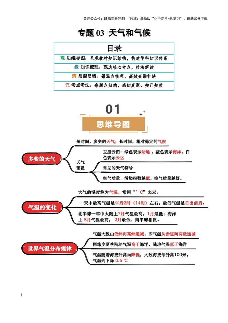 专题03天气与气候-2025年中考地理知识点梳理（背诵版）_02中考总复习（2026版更新中）_09-地理-中考总复习_2025中考地理复习资料_2025年中考地理知识点_挖空版+背诵版