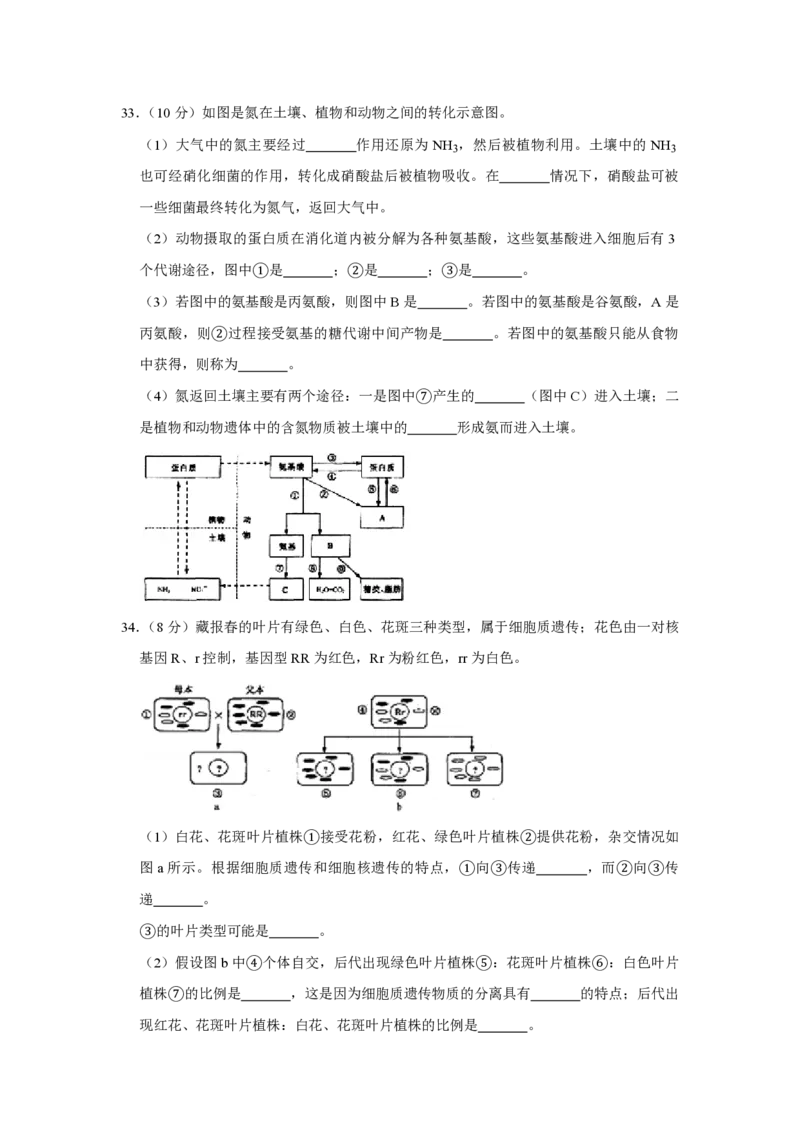 2007年江苏省高考生物试卷_全国卷+地方卷_6.生物_1.生物高考真题试卷_2008-2020年_地方卷_江苏高考生物07-20_A4word版_PDF版（赠送）