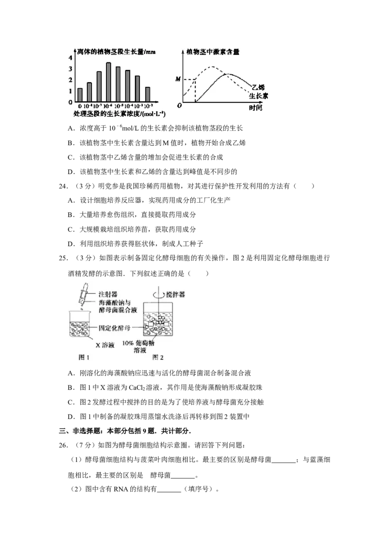 2010年江苏省高考生物试卷_全国卷+地方卷_6.生物_1.生物高考真题试卷_2008-2020年_地方卷_江苏高考生物07-20_A4word版