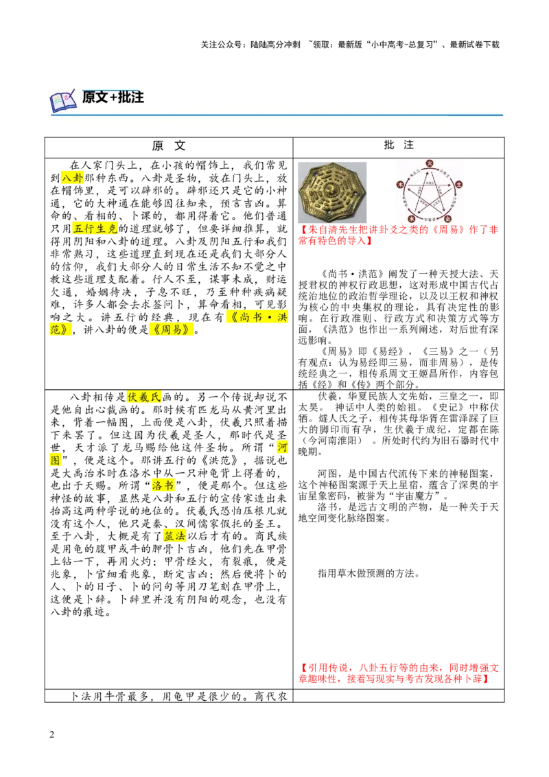 专题02《周易》第二-2024年中考语文复习之《经典常谈》章节阅读与训练（原卷版）_02中考总复习（2026版更新中）_01-语文-中考总复习_2024年中考资料_专项复习资料
