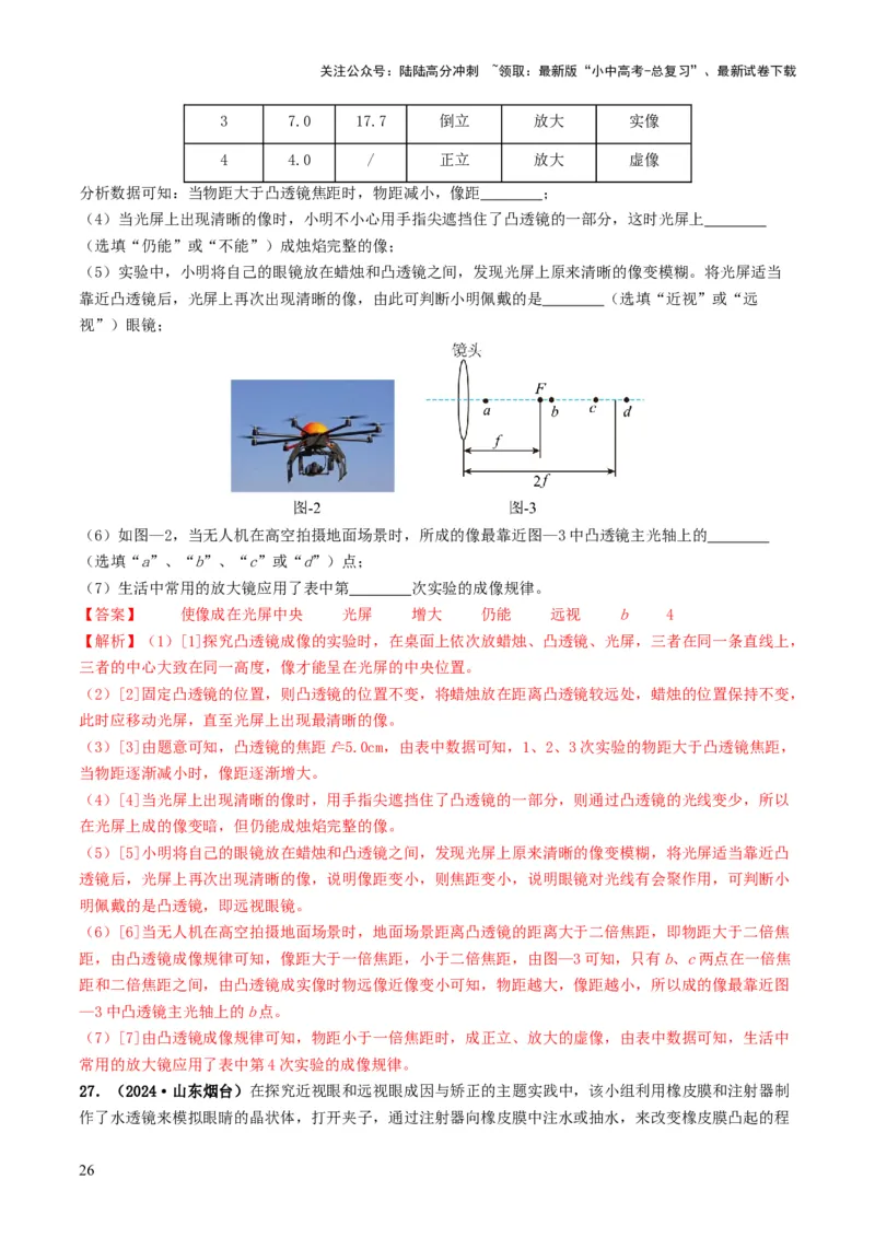 专题03透镜及其应用（考情聚焦+中考新考法+真题透视3大考向+新题特训）（解析版）_02中考总复习（2026版更新中）_04-物理-中考总复习_2025年中考复习资料