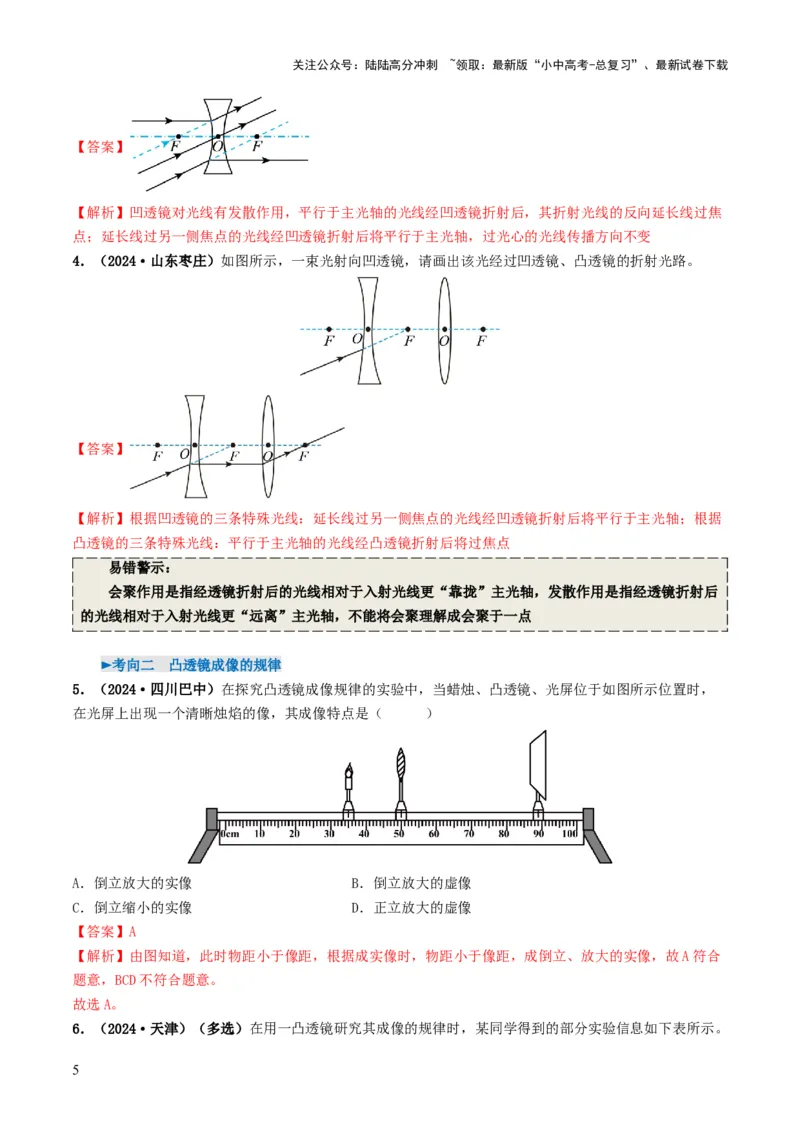 专题03透镜及其应用（考情聚焦+中考新考法+真题透视3大考向+新题特训）（解析版）_02中考总复习（2026版更新中）_04-物理-中考总复习_2025年中考复习资料