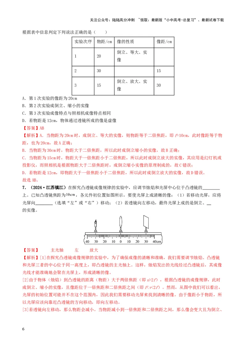 专题03透镜及其应用（考情聚焦+中考新考法+真题透视3大考向+新题特训）（解析版）_02中考总复习（2026版更新中）_04-物理-中考总复习_2025年中考复习资料