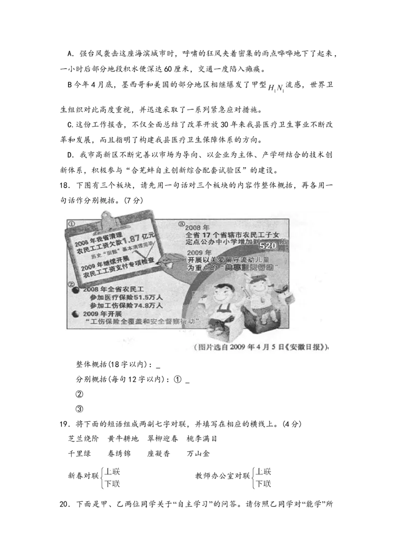 2009年安徽省高考语文试卷及答案_全国卷+地方卷_1.语文_1.语文高考真题试卷_2008-2020年_地方卷_安徽高考语文08-20