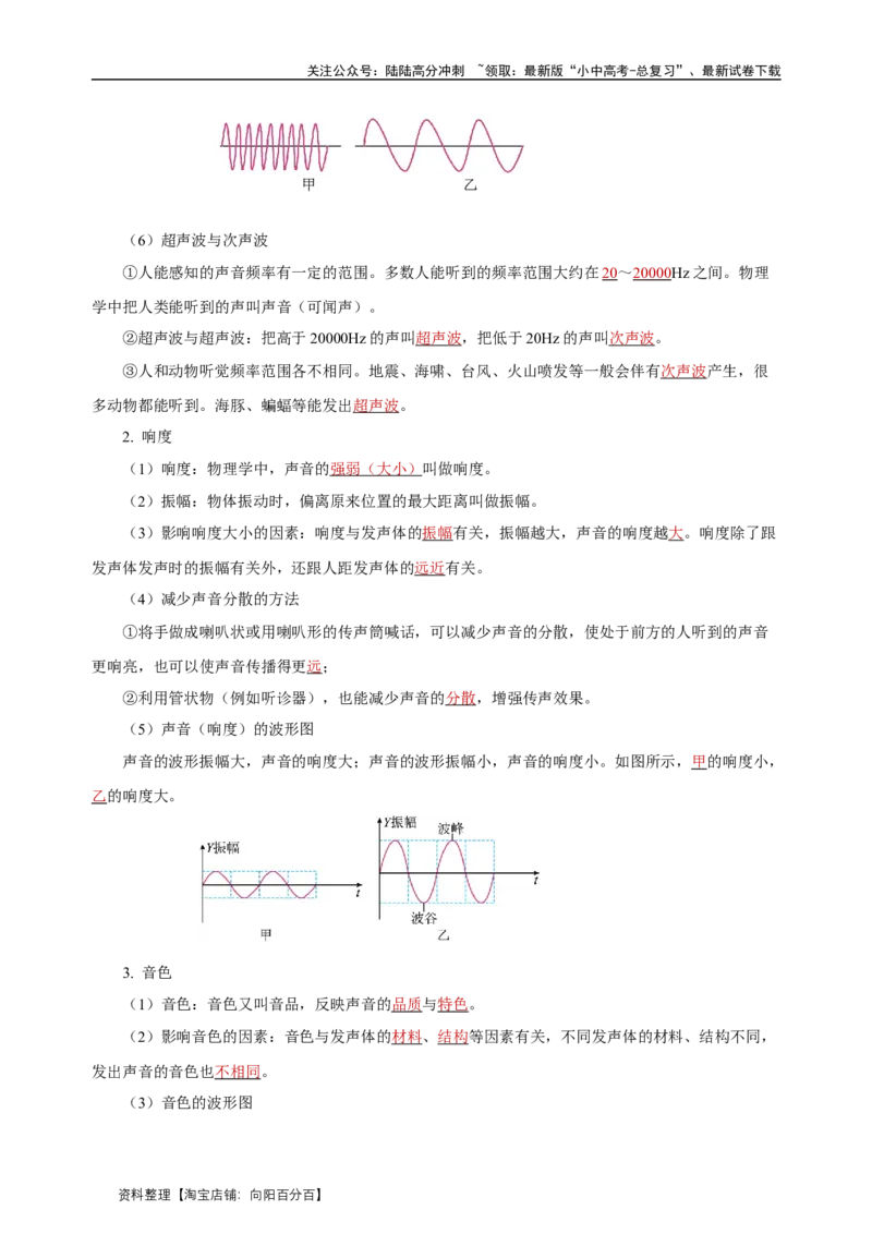 专题02声现象（知识梳理典例练习）教师版）_02中考总复习（2026版更新中）_04-物理-中考总复习_2024年中考复习资料_一轮复习_更新2024年中考物理一轮复习精品资料_配套练习