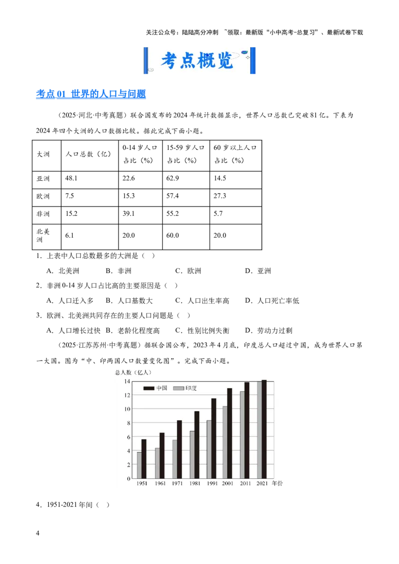 专题03居民与文化、发展与合作（全国通用）（第01期）（原卷版）_02中考总复习（2026版更新中）_09-地理-中考总复习_2026年中考复习（更新中）