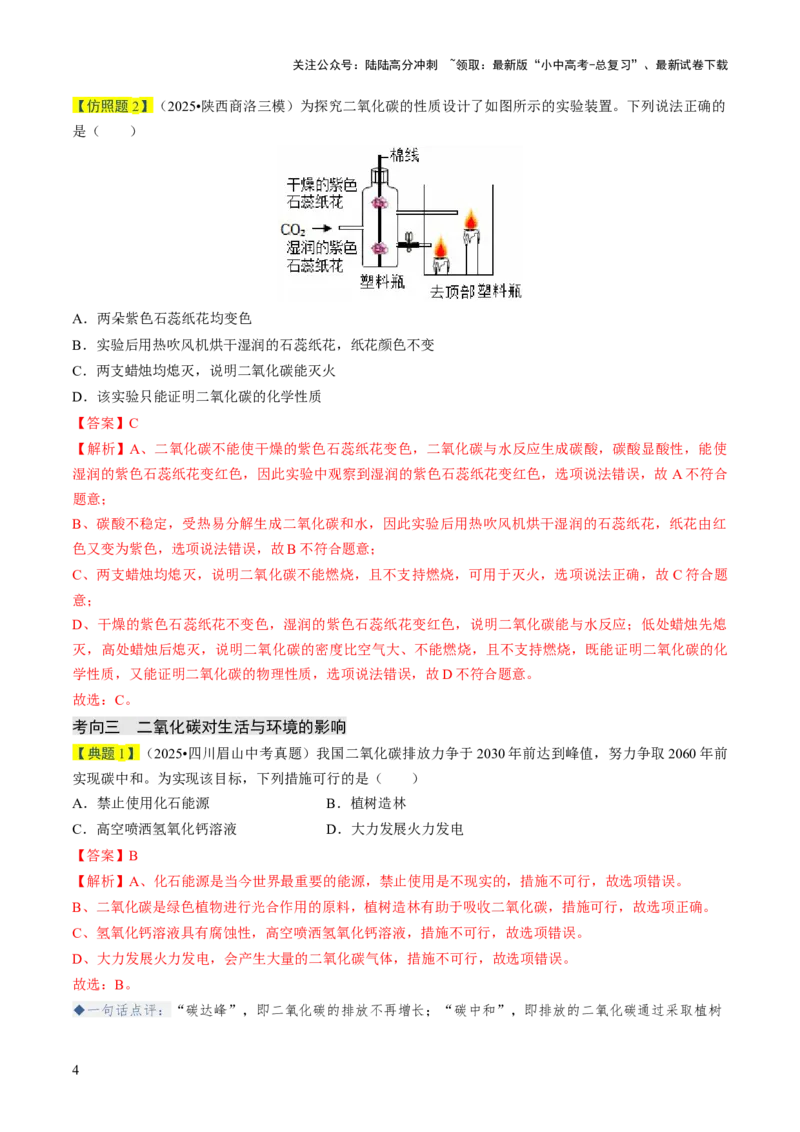专题03碳和碳的氧化物（解析版）_02中考总复习（2026版更新中）_05-化学-中考总复习_2026年中考复习（更新中）_备战2026年中考化学真题题源解密