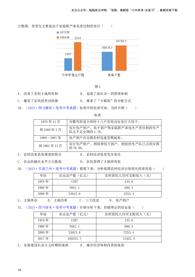 专题03数据表格类选择题（含答题技巧，题型专练100题）（原卷版）_02中考总复习（2026版更新中）_06-历史-中考总复习_2024年中考复习资料_二轮复习
