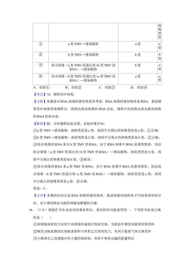2009年江苏省高考生物试卷解析版_全国卷+地方卷_6.生物_1.生物高考真题试卷_2008-2020年_地方卷_江苏高考生物07-20_A4word版