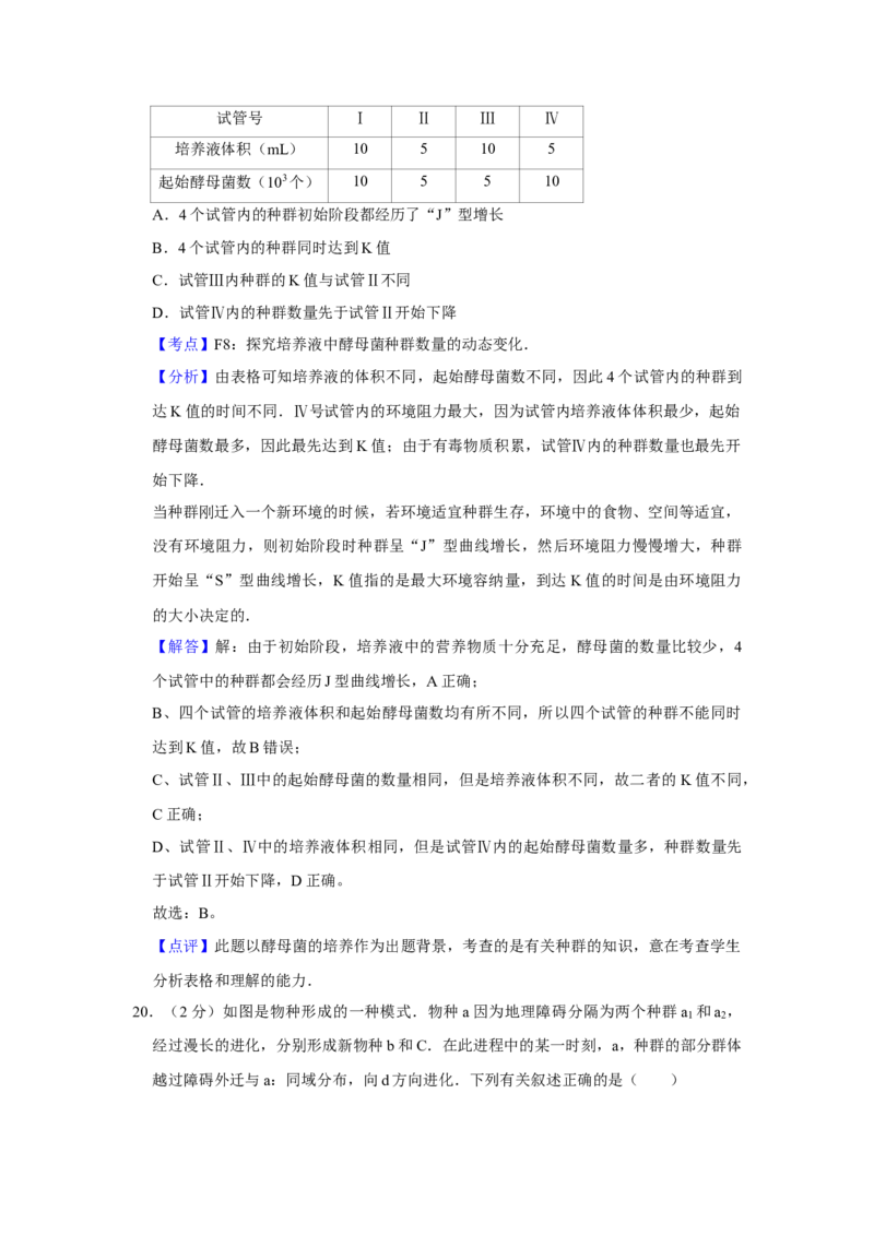 2009年江苏省高考生物试卷解析版_全国卷+地方卷_6.生物_1.生物高考真题试卷_2008-2020年_地方卷_江苏高考生物07-20_A4word版