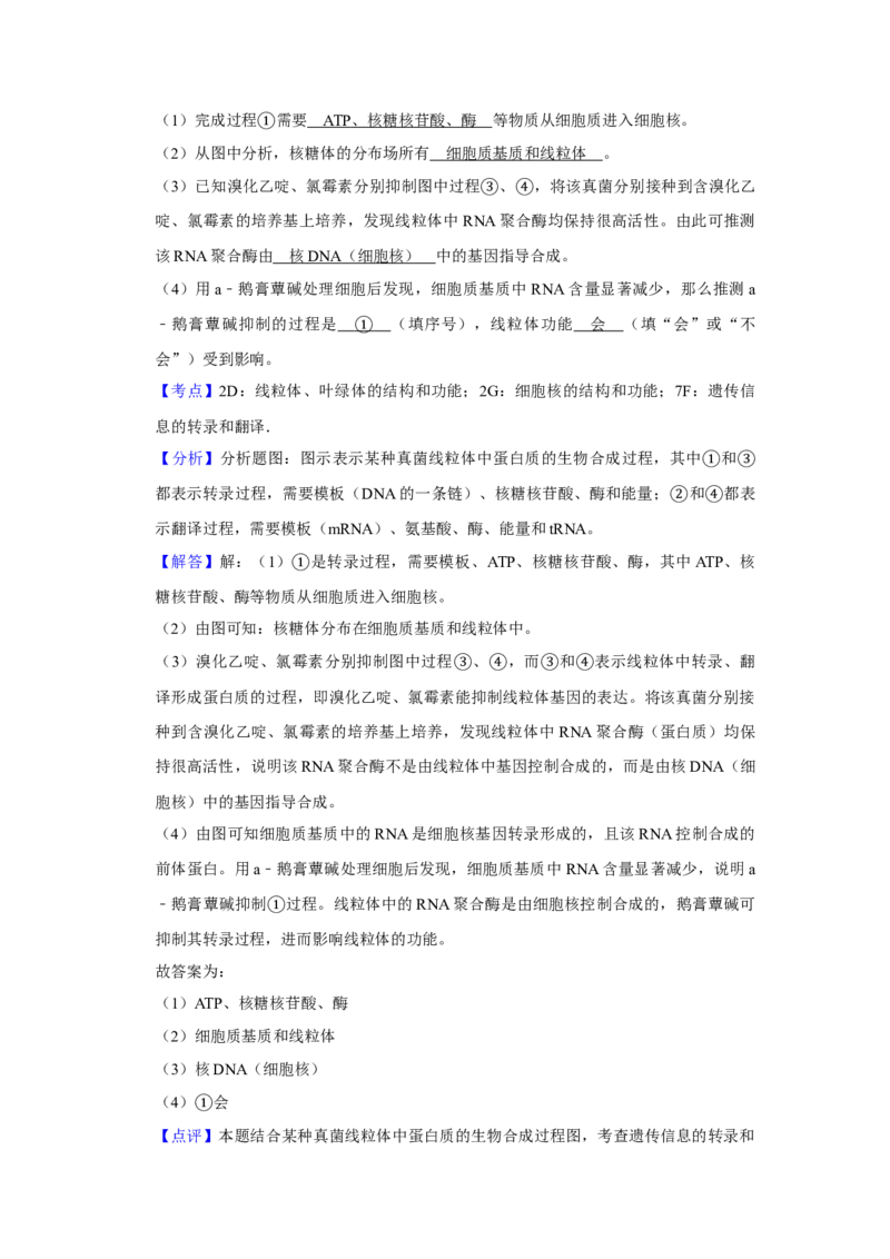 2009年江苏省高考生物试卷解析版_全国卷+地方卷_6.生物_1.生物高考真题试卷_2008-2020年_地方卷_江苏高考生物07-20_A4word版