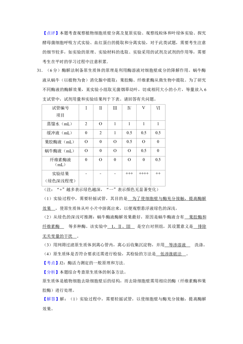 2009年江苏省高考生物试卷解析版_全国卷+地方卷_6.生物_1.生物高考真题试卷_2008-2020年_地方卷_江苏高考生物07-20_A4word版