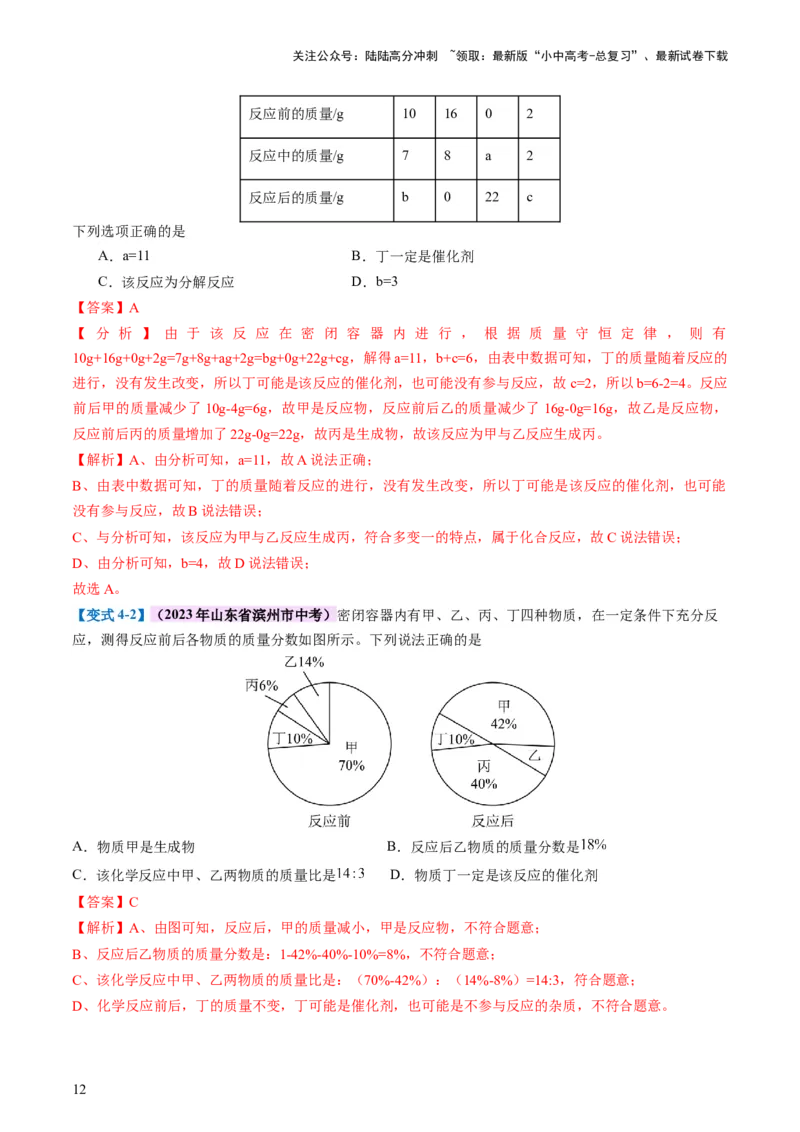 专题02质量守恒定律化学方程式（讲义）（解析版）_02中考总复习（2026版更新中）_05-化学-中考总复习_2024年中考复习资料_一轮复习资料_2024年中考化学一轮复习讲练测（全国通用）