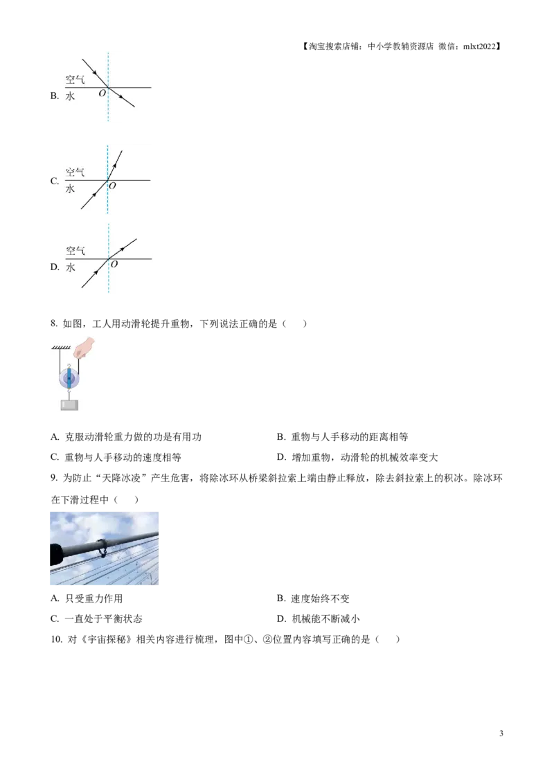 精品解析：2025年江苏省扬州市中考物理试题（原卷版）_江苏省中考_01江苏省13市中考历年真题2008-2025新_、中考全套_江苏省中考历年真题_江苏省中考2025合集_江苏省物理2025