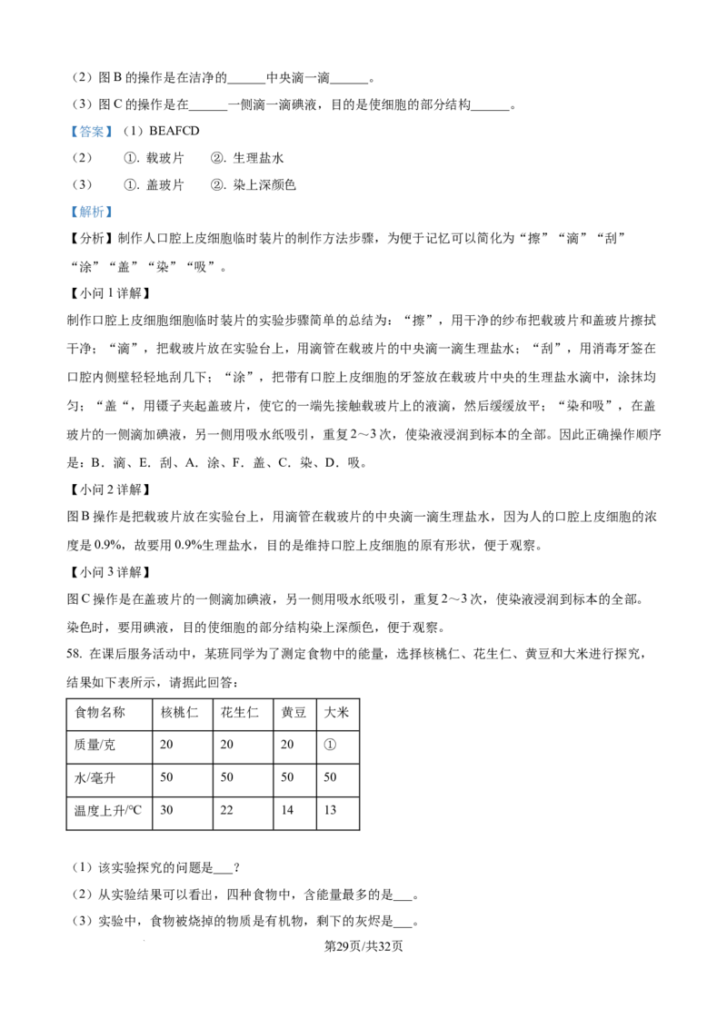 精品解析：2024年江苏省无锡市中考生物真题（解析版）_江苏省中考_江苏省中考历年真题_7.江苏中考生物(2010年-2024年）_无锡市中考生物真题{22＋24年}