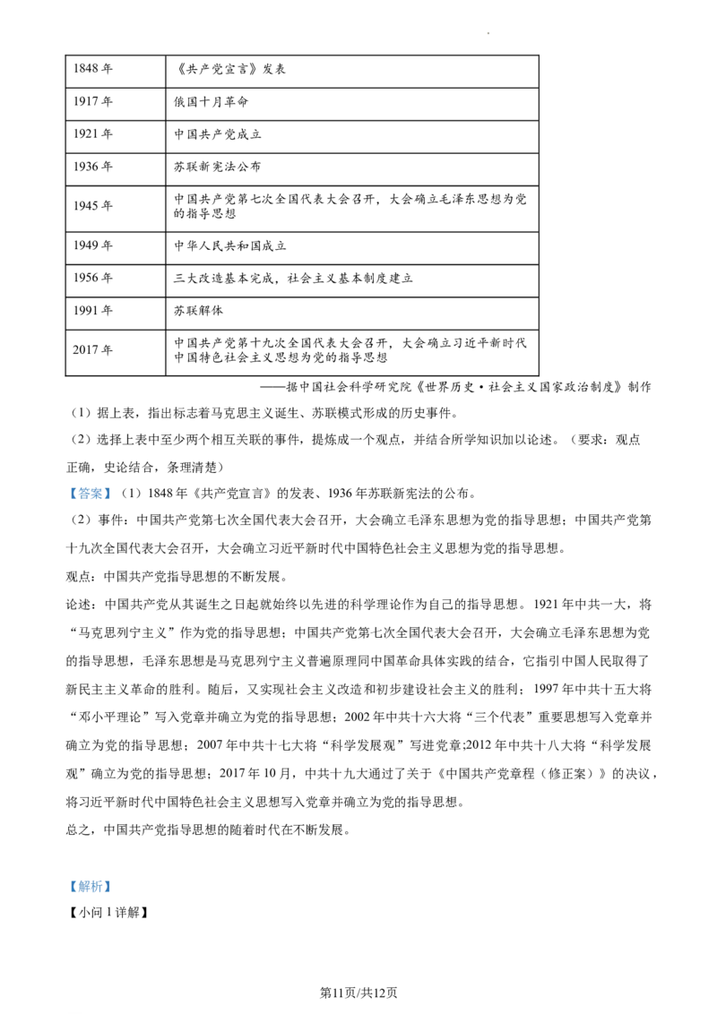 精品解析：2023年江苏省连云港市中考历史真题（解析版）_江苏省中考_01江苏省13市中考历年真题2008-2025新_、中考全套_江苏省中考历年真题_江苏省中考历史2008-2024