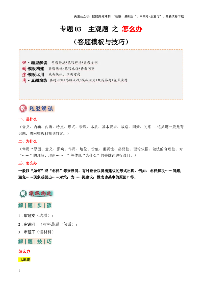 专题03主观题答题技巧总述（怎么办）（解析版）_02中考总复习（2026版更新中）_07-道法-中考总复习_2025中考复习资料_2025年中考道德与法治答题方法模板