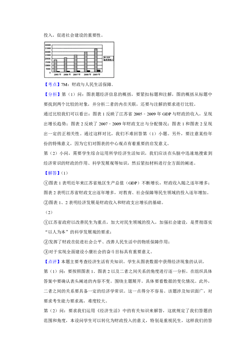 2010年江苏省高考政治试卷解析版_全国卷+地方卷_9.政治_1.政治高考真题试卷_2008-2020年_地方卷_江苏高考政治08-20_A4word版_PDF版（赠送）