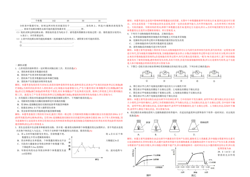 2010年浙江省高考生物（解析版）_全国卷+地方卷_6.生物_1.生物高考真题试卷_2008-2020年_地方卷_浙江高考生物08-21_A3word版_PDF版（赠送）