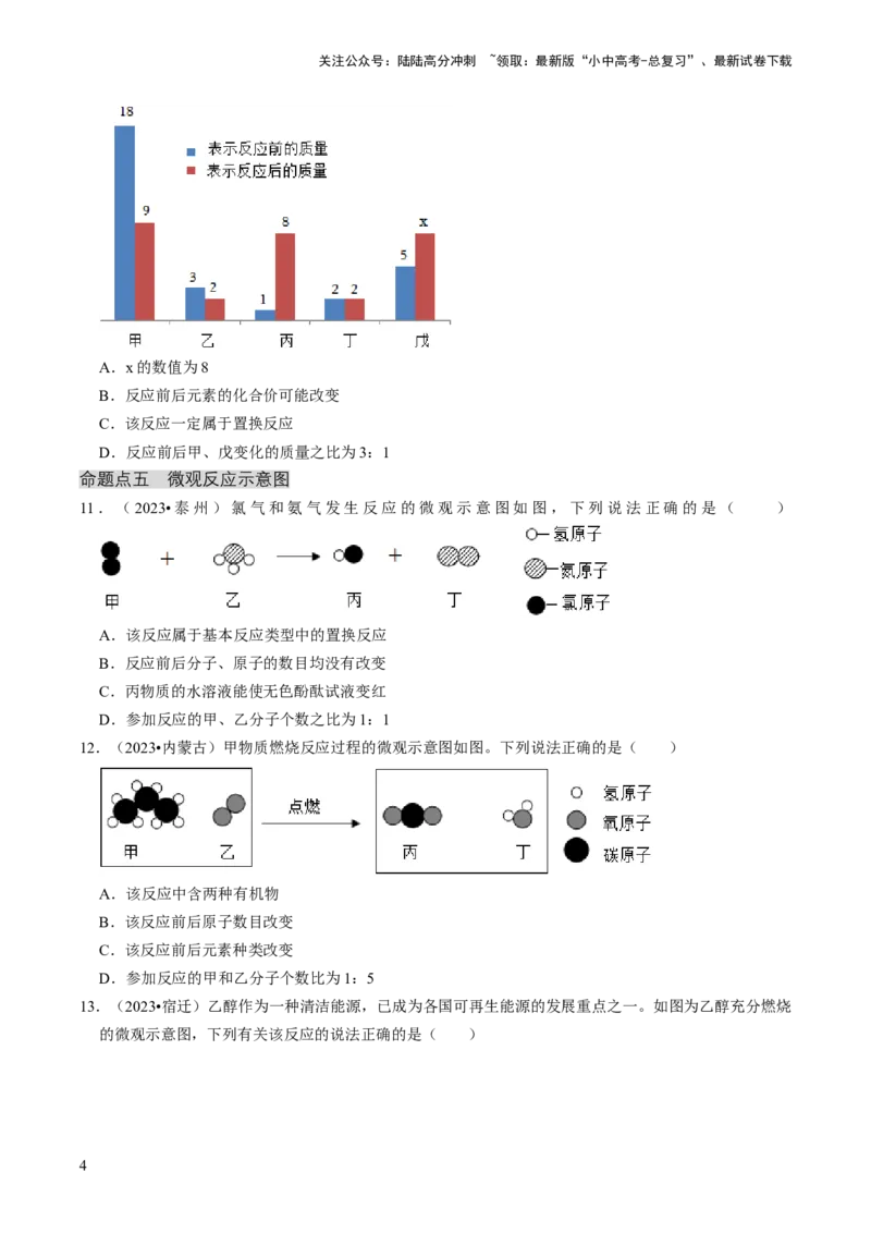 专题03物质的化学变化（原卷版）_02中考总复习（2026版更新中）_05-化学-中考总复习_2024年中考复习资料_三轮复习_查漏补缺2024年中考化学复习冲刺过关（全国通用）