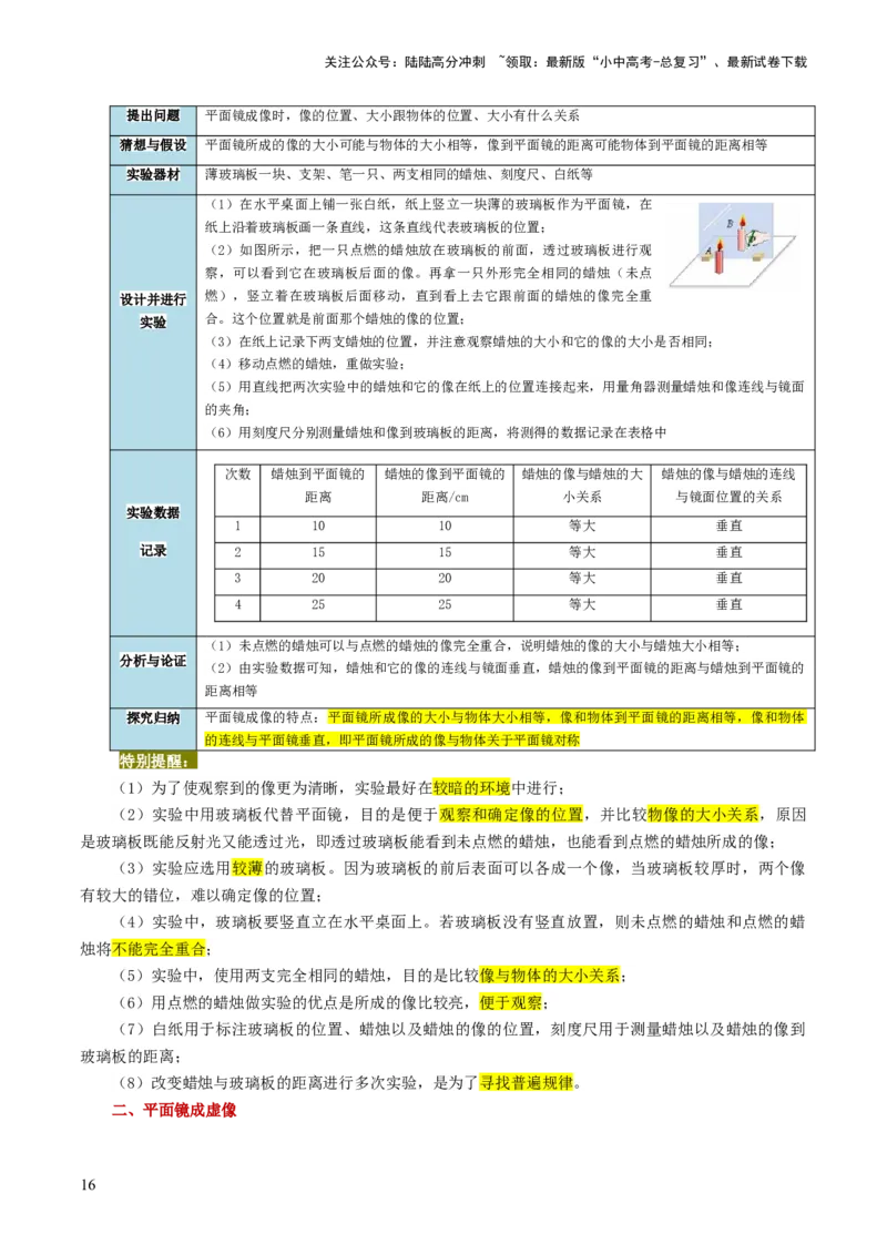 专题02光现象（讲义）（原卷版）_02中考总复习（2026版更新中）_04-物理-中考总复习_2024年中考复习资料_一轮复习_课件+讲义+练习2024年中考物理一轮复习讲练测（全国通用）