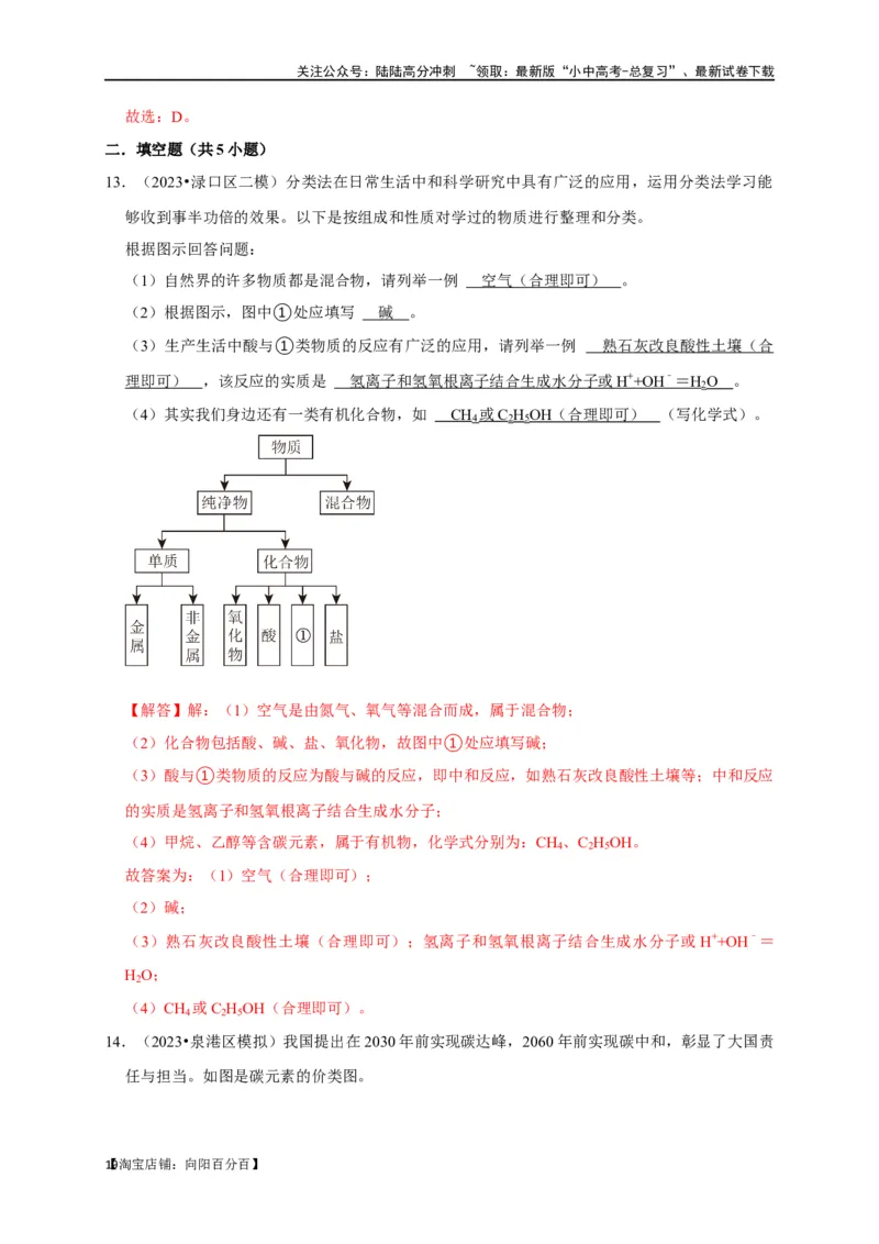专题02物质的分类（解析版）_02中考总复习（2026版更新中）_05-化学-中考总复习_2024年中考复习资料_一轮复习资料_完2024年中考化学复习考点一遍过（全国通用）_教师版（含答案解析）
