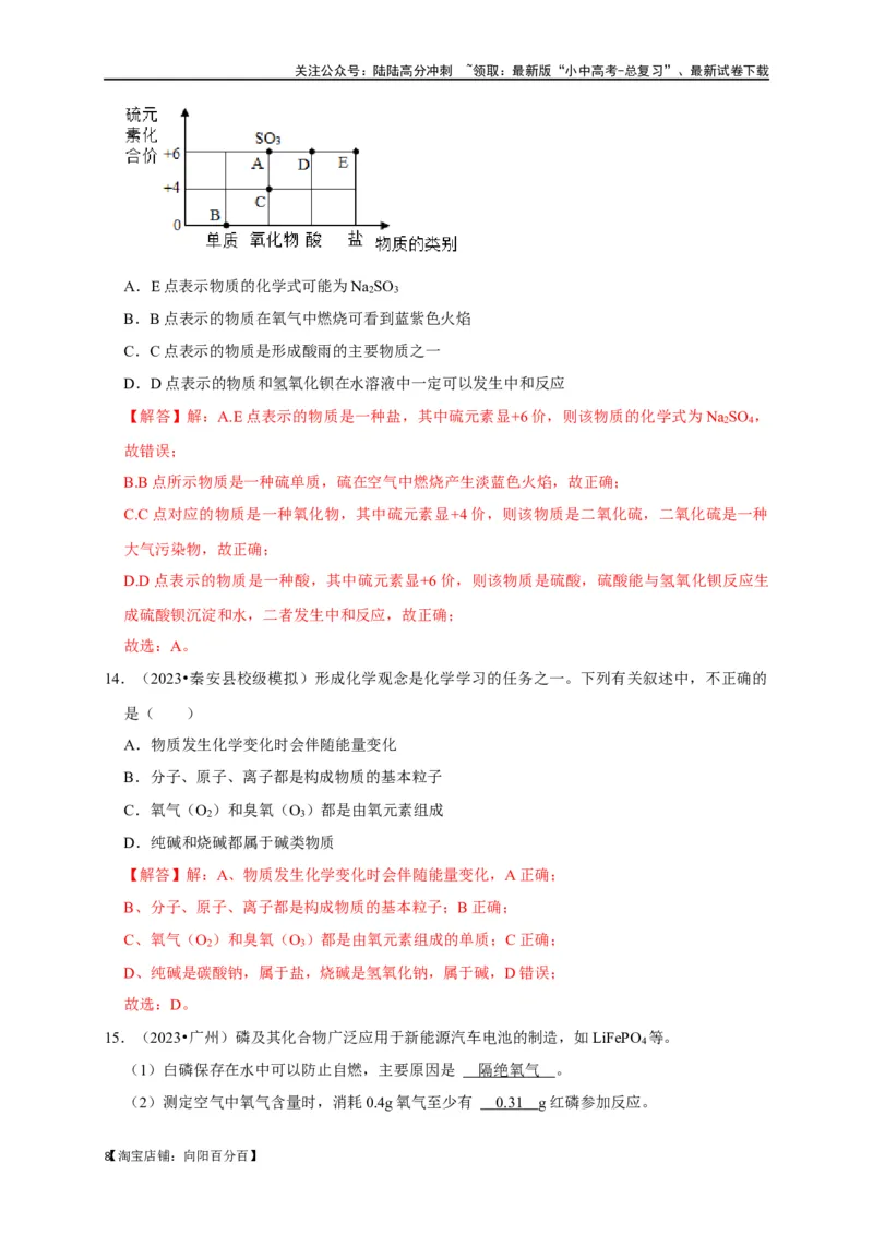 专题02物质的分类（解析版）_02中考总复习（2026版更新中）_05-化学-中考总复习_2024年中考复习资料_一轮复习资料_完2024年中考化学复习考点一遍过（全国通用）_教师版（含答案解析）