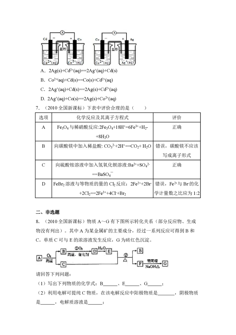 2010年全国统一高考化学真题（新课标）（解析版）_全国卷+地方卷_5.化学_1.化学高考真题试卷_2008-2020年_全国卷_全国统一高考化学（新课标ⅰ）2008-2021_A4word版_PDF版（赠送）
