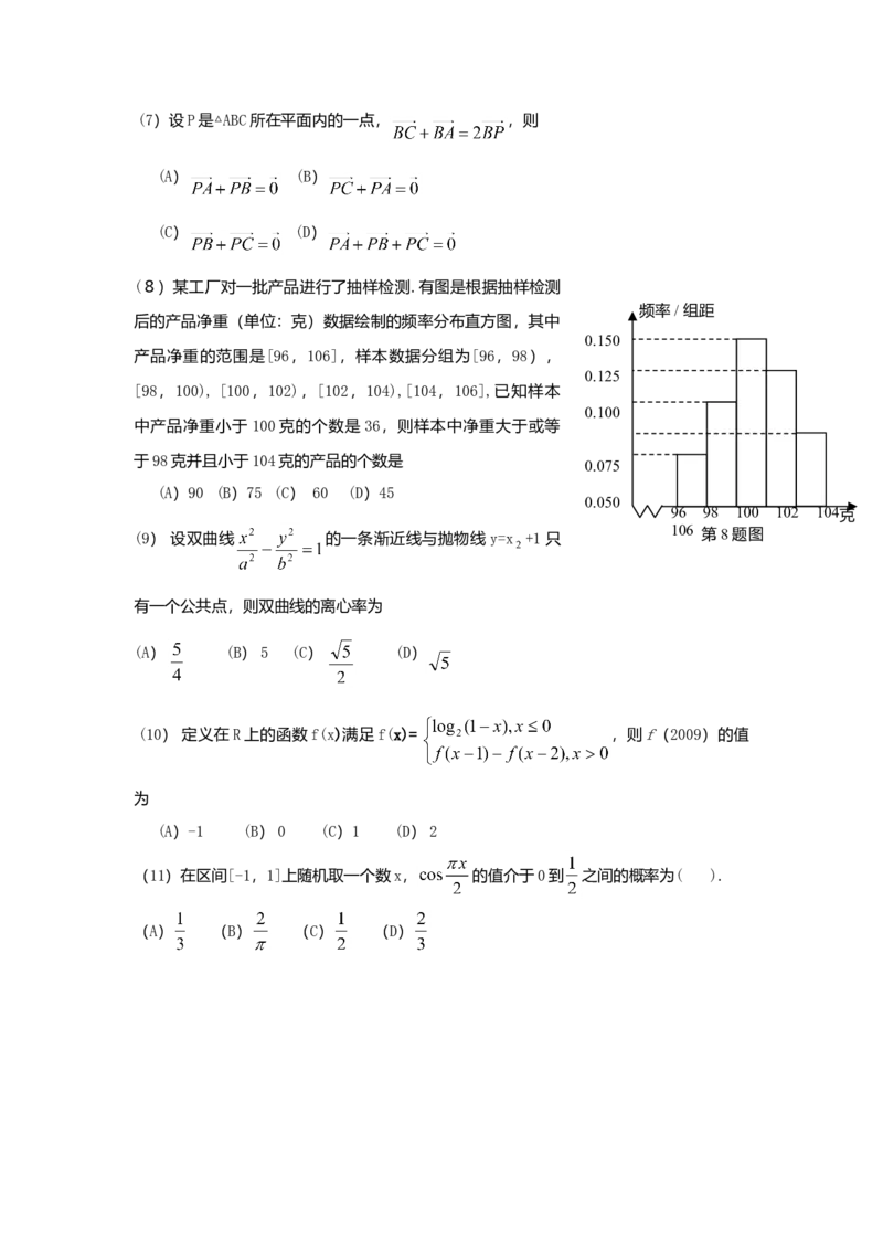 2009年山东省高考数学试卷（理科）word版试卷及解析_全国卷+地方卷_2.数学_1.数学高考真题试卷_2008-2020年_地方卷_地方卷高考理科数学_山东理科数学08-19