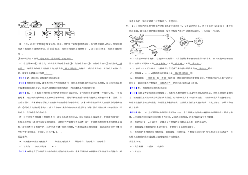 2007年江苏省高考生物试卷解析版_全国卷+地方卷_6.生物_1.生物高考真题试卷_2008-2020年_地方卷_江苏高考生物07-20_A3word版_PDF版（赠送）