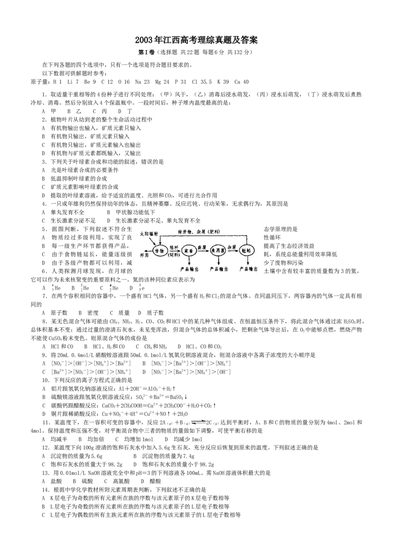 2003年江西高考理综真题及答案_全国卷+地方卷_4.物理_1.物理高考真题试卷_1990-2007年各地高考历年真题_2001-2007年各地理综历年真题_江西