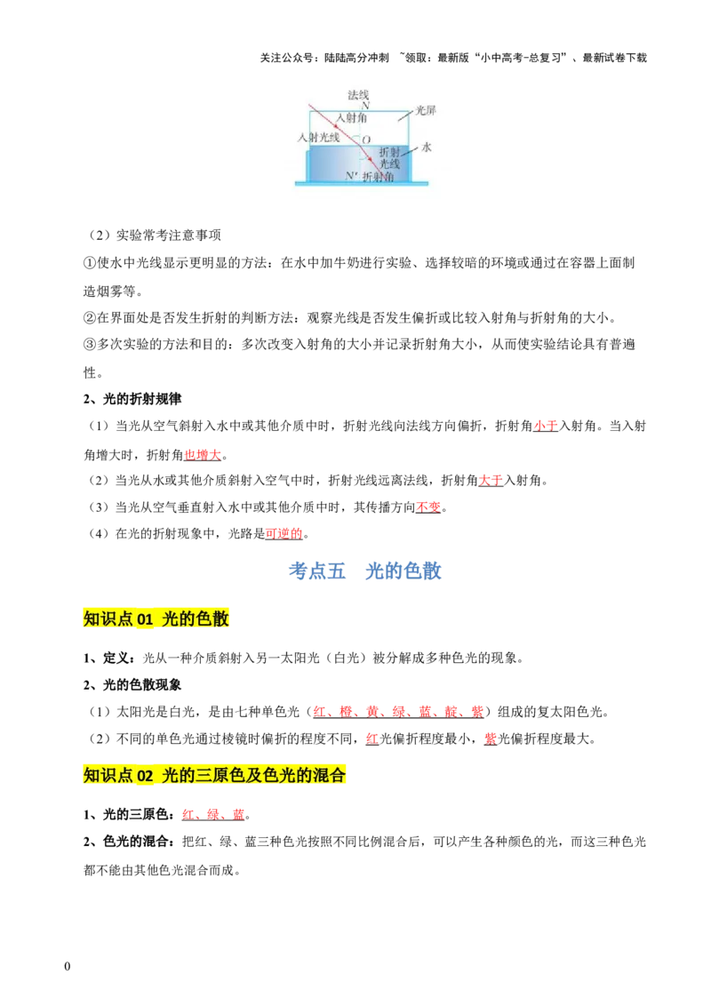 专题02光现象（5大模块知识清单+5个易混易错+3种方法技巧+典例真题精析）（解析版）_02中考总复习（2026版更新中）_04-物理-中考总复习_2025年中考复习资料_2025年中考物理一轮知识梳理