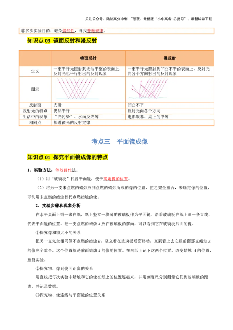 专题02光现象（5大模块知识清单+5个易混易错+3种方法技巧+典例真题精析）（解析版）_02中考总复习（2026版更新中）_04-物理-中考总复习_2025年中考复习资料_2025年中考物理一轮知识梳理