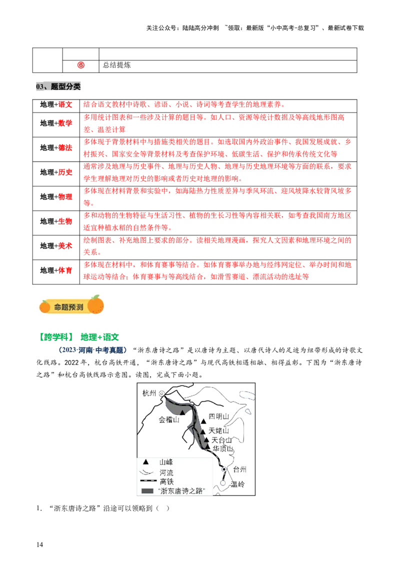专题04地理实践与跨学科主题学习（讲练）（解析版）_02中考总复习（2026版更新中）_09-地理-中考总复习_2025中考地理复习资料_2025中考二轮课件ppt+讲义+练习地理_讲义+练习