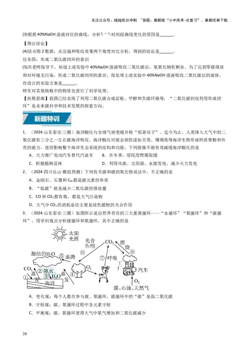 专题03碳和碳的氧化物（原卷版）_02中考总复习（2026版更新中）_05-化学-中考总复习_2025年中考复习资料_备战2025年中考化学真题题源解密