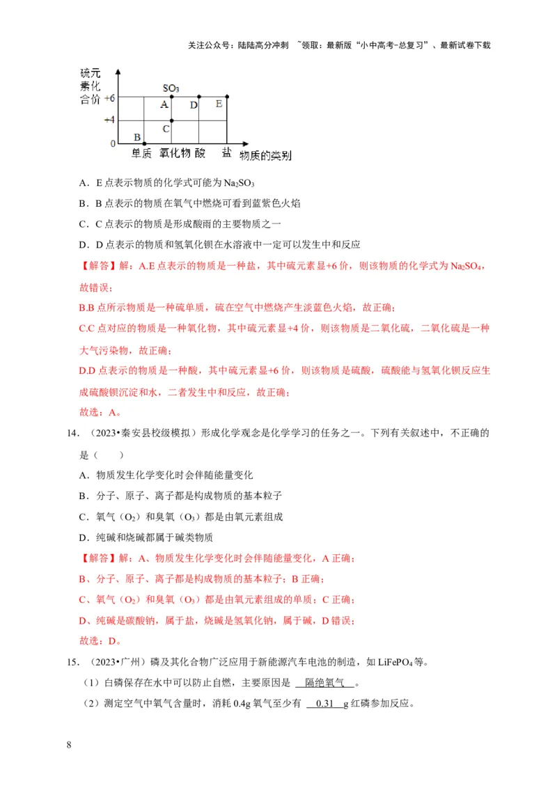 专题02物质的分类（解析版）_02中考总复习（2026版更新中）_05-化学-中考总复习_2024年中考复习资料_专项复习资料_2024年中考化学复习考点一遍过（全国通用）