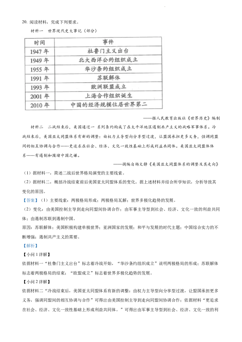 精品解析：2022年江苏省连云港市中考历史试题（解析版）_江苏省中考_01江苏省13市中考历年真题2008-2025新_、中考全套_江苏省中考历年真题_江苏省中考历史2008-2024