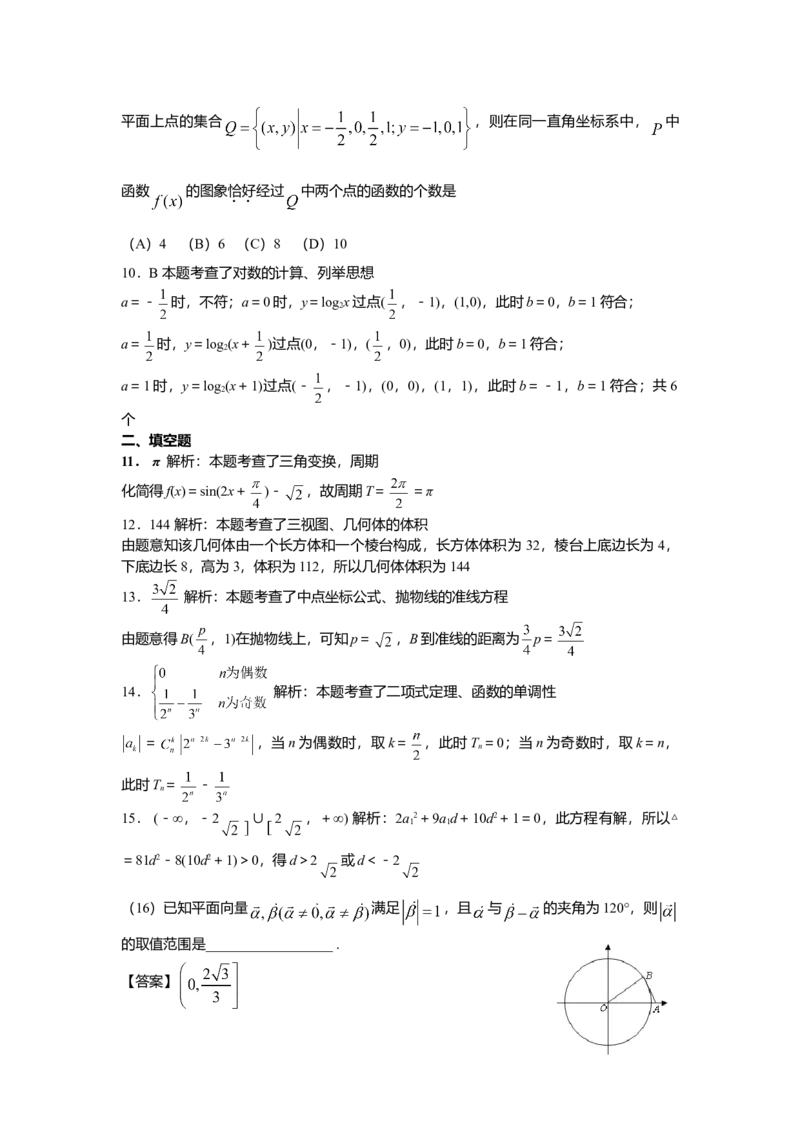 2010年浙江高考数学（理科）试卷（答案）_全国卷+地方卷_2.数学_1.数学高考真题试卷_2008-2020年_地方卷_地方卷高考理科数学_浙江理科数学08-16
