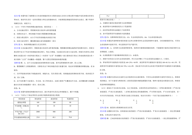 2010年天津市高考生物试卷解析版_全国卷+地方卷_6.生物_1.生物高考真题试卷_2008-2020年_地方卷_天津高考生物07-21_A3word版