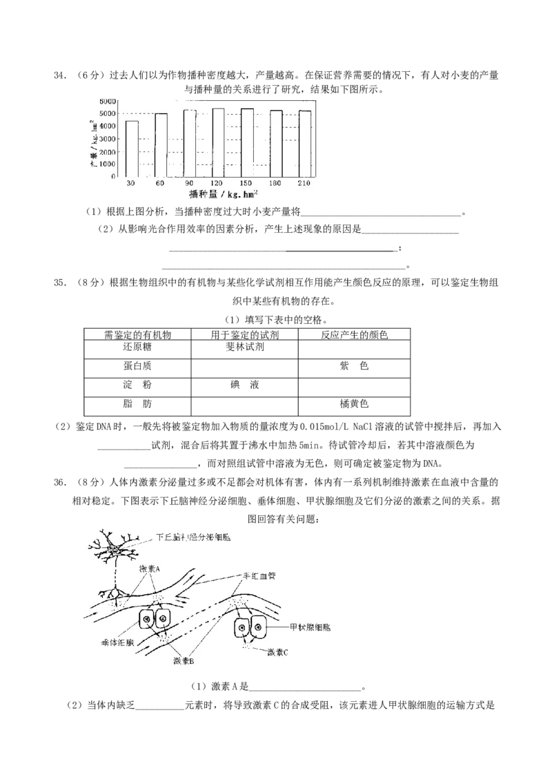 2004年江苏高考生物真题及答案_全国卷+地方卷_6.生物_1.生物高考真题试卷_1990-2007年各地高考历年真题_江苏