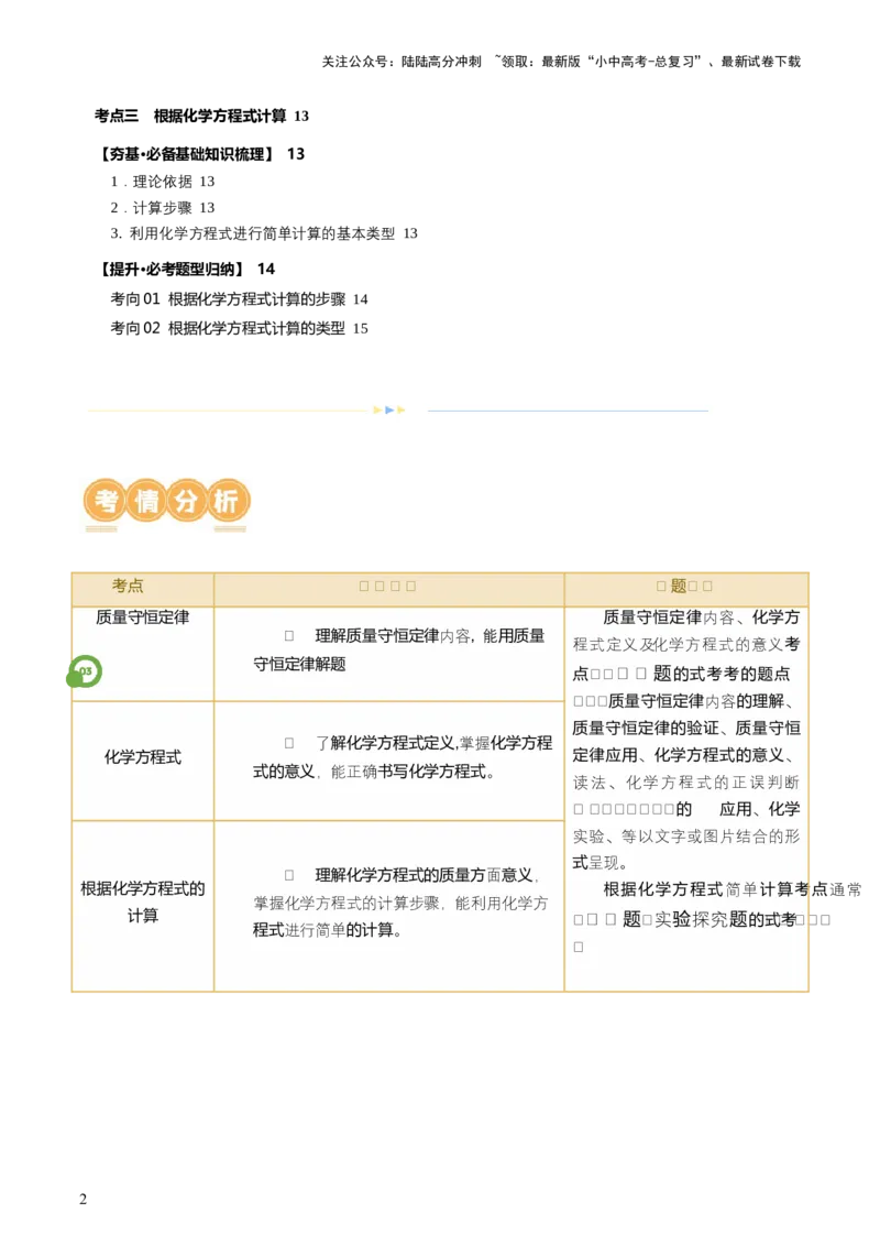 专题02质量守恒定律化学方程式（讲义）（原卷版）_02中考总复习（2026版更新中）_05-化学-中考总复习_2024年中考复习资料_一轮复习资料_2024年中考化学一轮复习讲练测（全国通用）