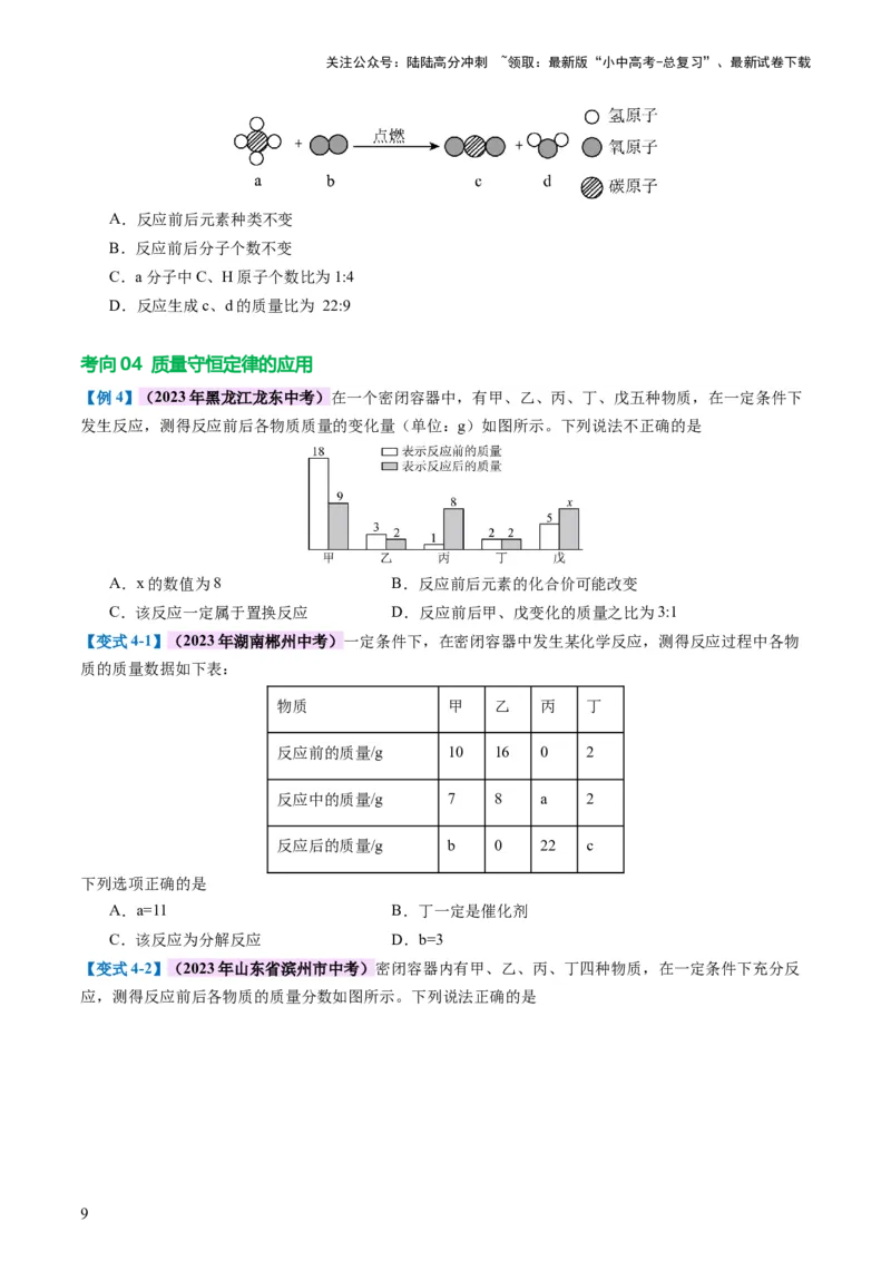 专题02质量守恒定律化学方程式（讲义）（原卷版）_02中考总复习（2026版更新中）_05-化学-中考总复习_2024年中考复习资料_一轮复习资料_2024年中考化学一轮复习讲练测（全国通用）