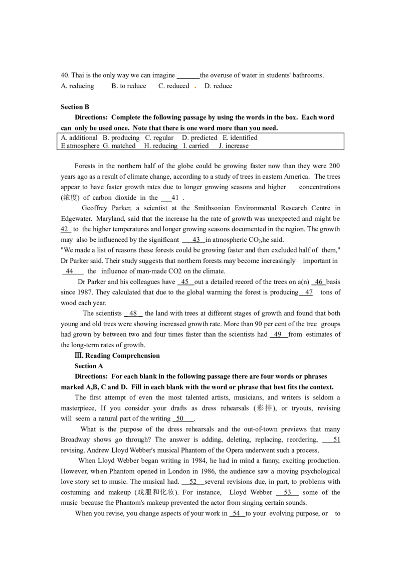 2010年上海高考英语真题试卷（word解析版，听力原文）_全国卷+地方卷_3.英语_1.英语高考真题试卷_2008-2020年_地方卷_上海高考英语真题04-19