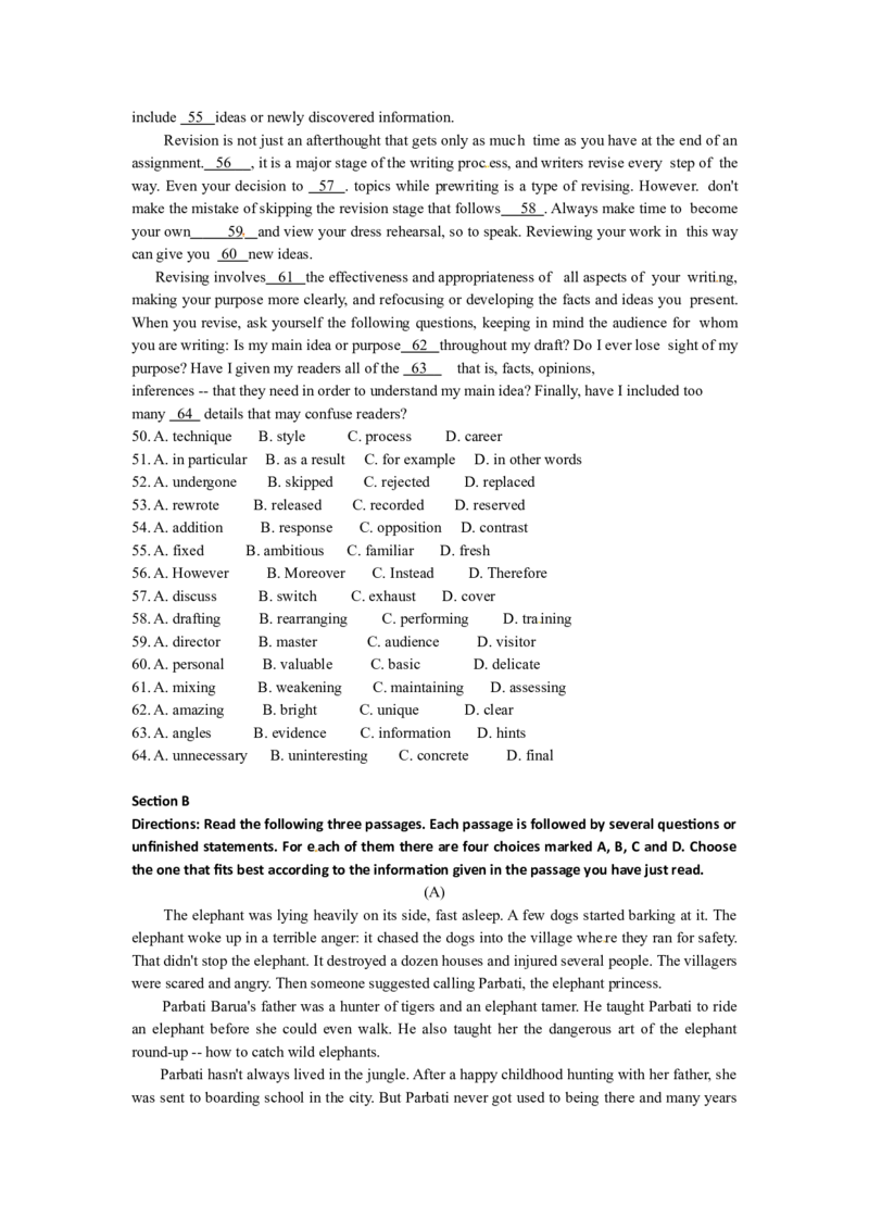 2010年上海高考英语真题试卷（word解析版，听力原文）_全国卷+地方卷_3.英语_1.英语高考真题试卷_2008-2020年_地方卷_上海高考英语真题04-19