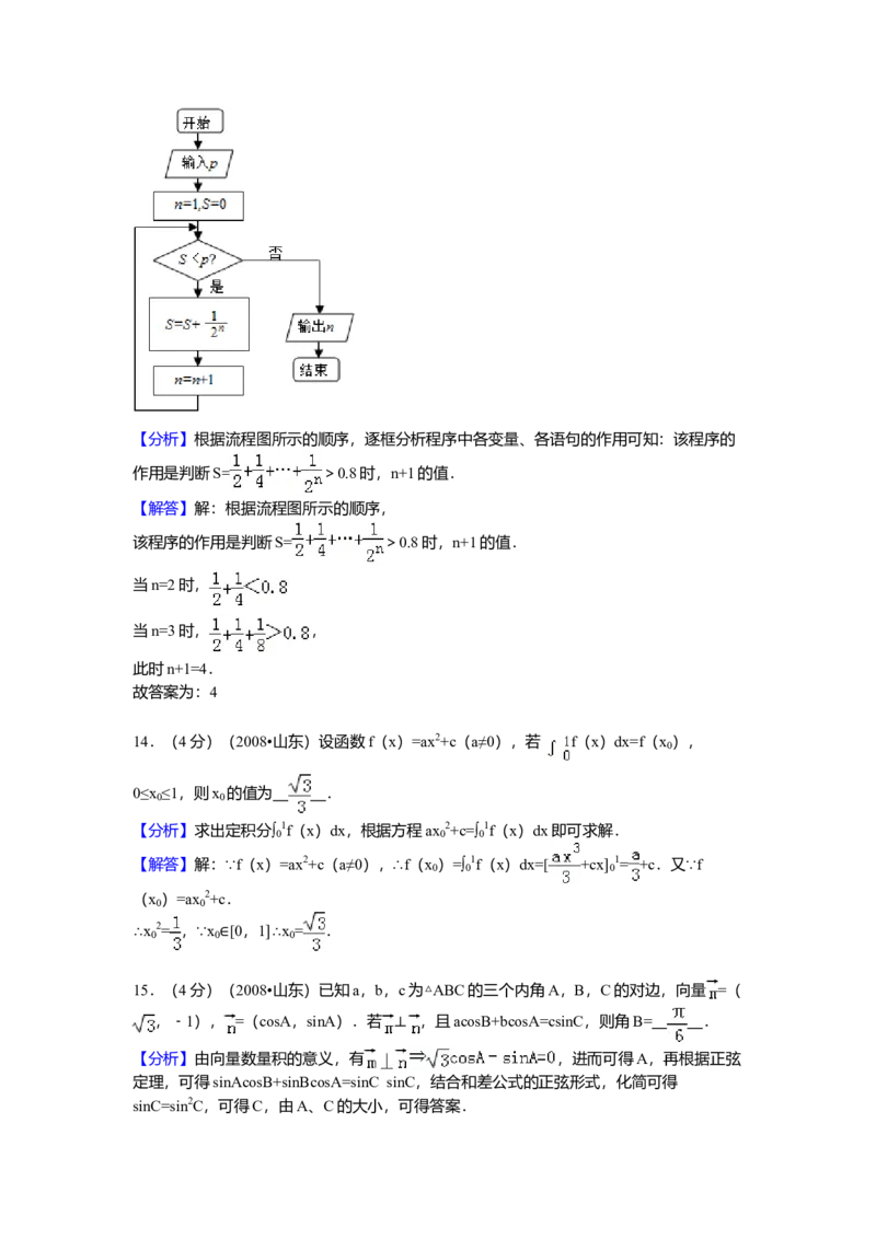 2008年山东省高考数学试卷（理科）word版试卷及解析_全国卷+地方卷_2.数学_1.数学高考真题试卷_2008-2020年_地方卷_地方卷高考理科数学_山东理科数学08-19