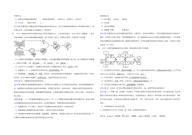 2007年江苏省高考生物试卷解析版_全国卷+地方卷_6.生物_1.生物高考真题试卷_2008-2020年_地方卷_江苏高考生物07-20_A3word版