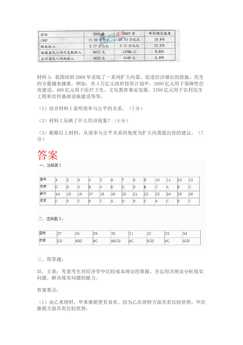 2009年高考广东政治试卷及答案_全国卷+地方卷_9.政治_1.政治高考真题试卷_2008-2020年_地方卷_广东高考政治08-20