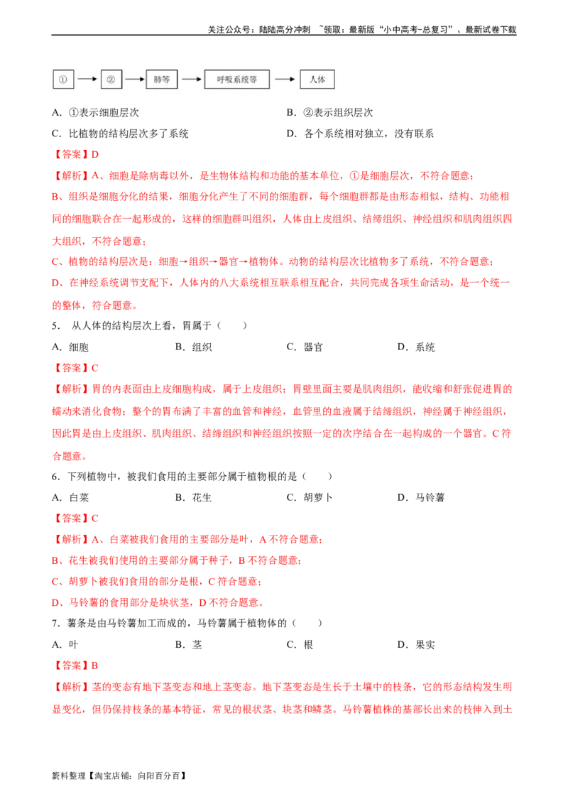 专题03细胞怎样构成生物体（解析版）_02中考总复习（2026版更新中）_08-生物-中考总复习_2024年中考复习资料_一轮复习_省心备考2024年中考生物一轮复习精讲精练（全国通用）