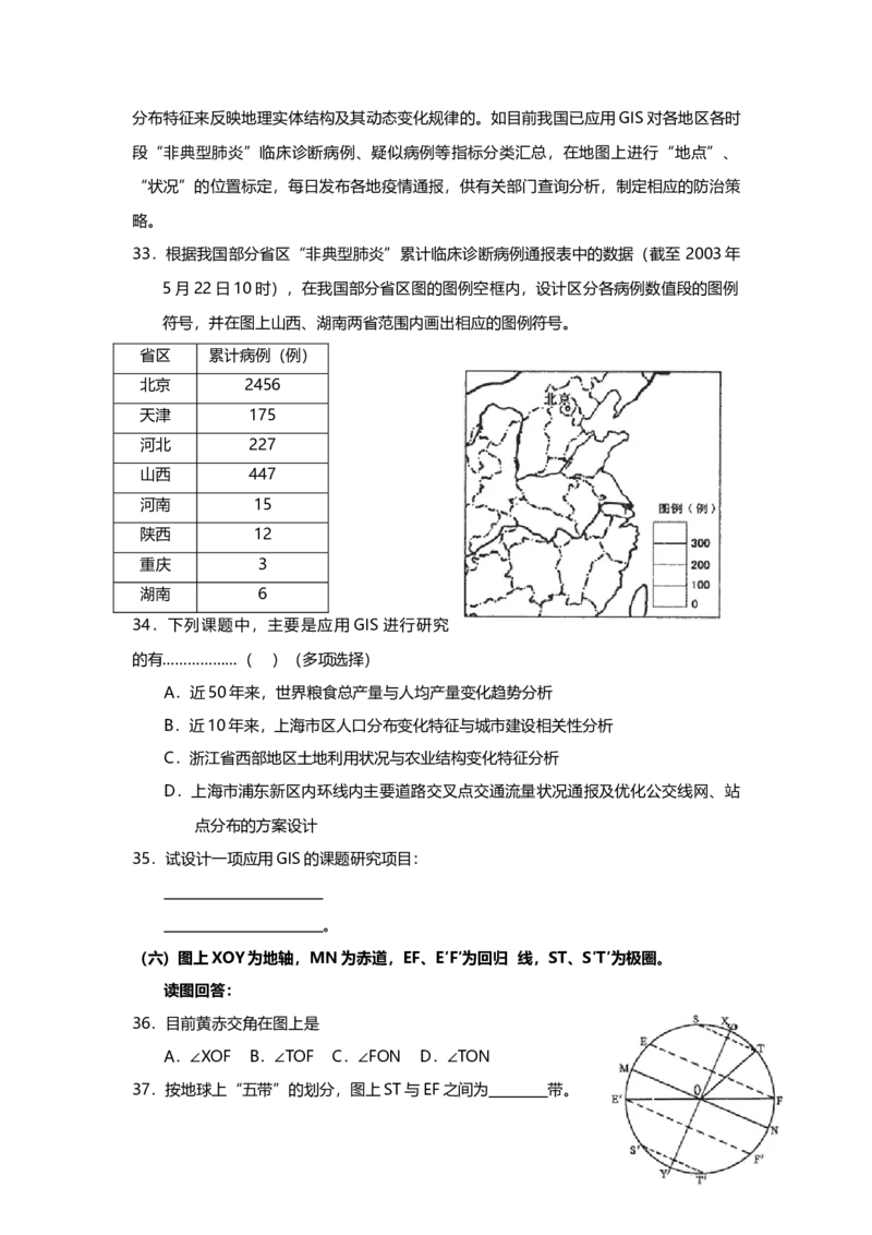 2003年上海市高中毕业统一学业考试地理试卷（原卷版）_全国卷+地方卷_8.地理_1.地理高考真题试卷_2008-2020年_地方卷_上海高考地理真题03,05-20
